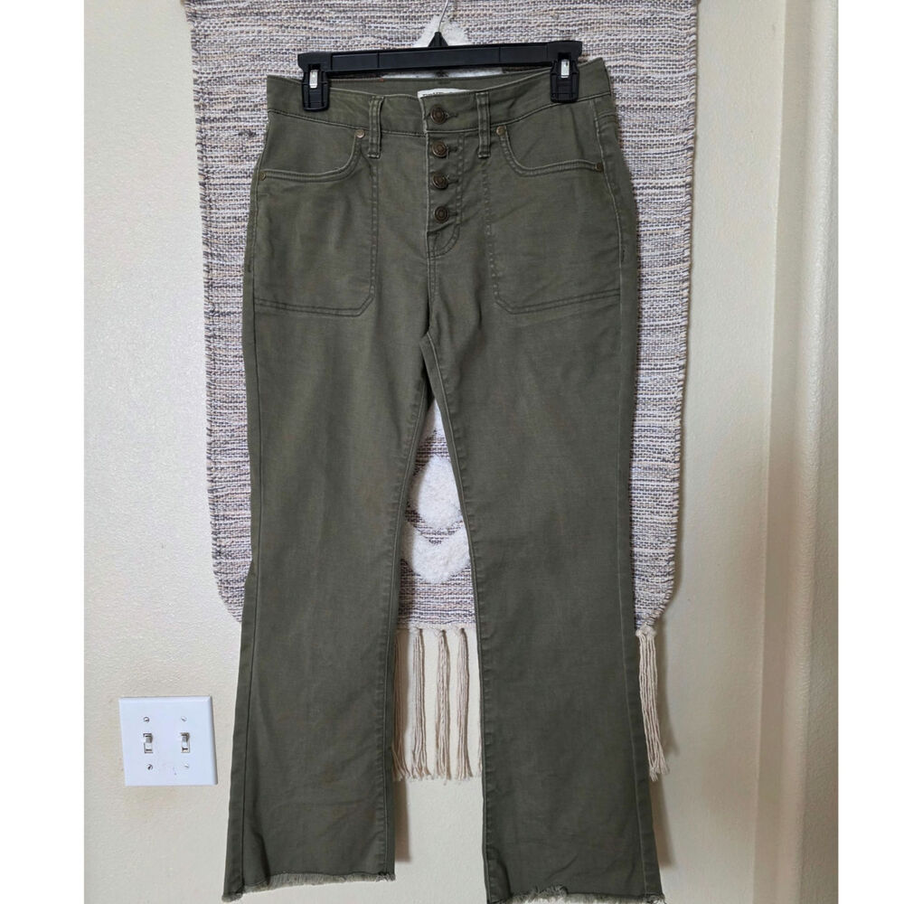 FRYE & CO Women's Size 6 Olive Green Cargo Pants Bootcut Raw Hem